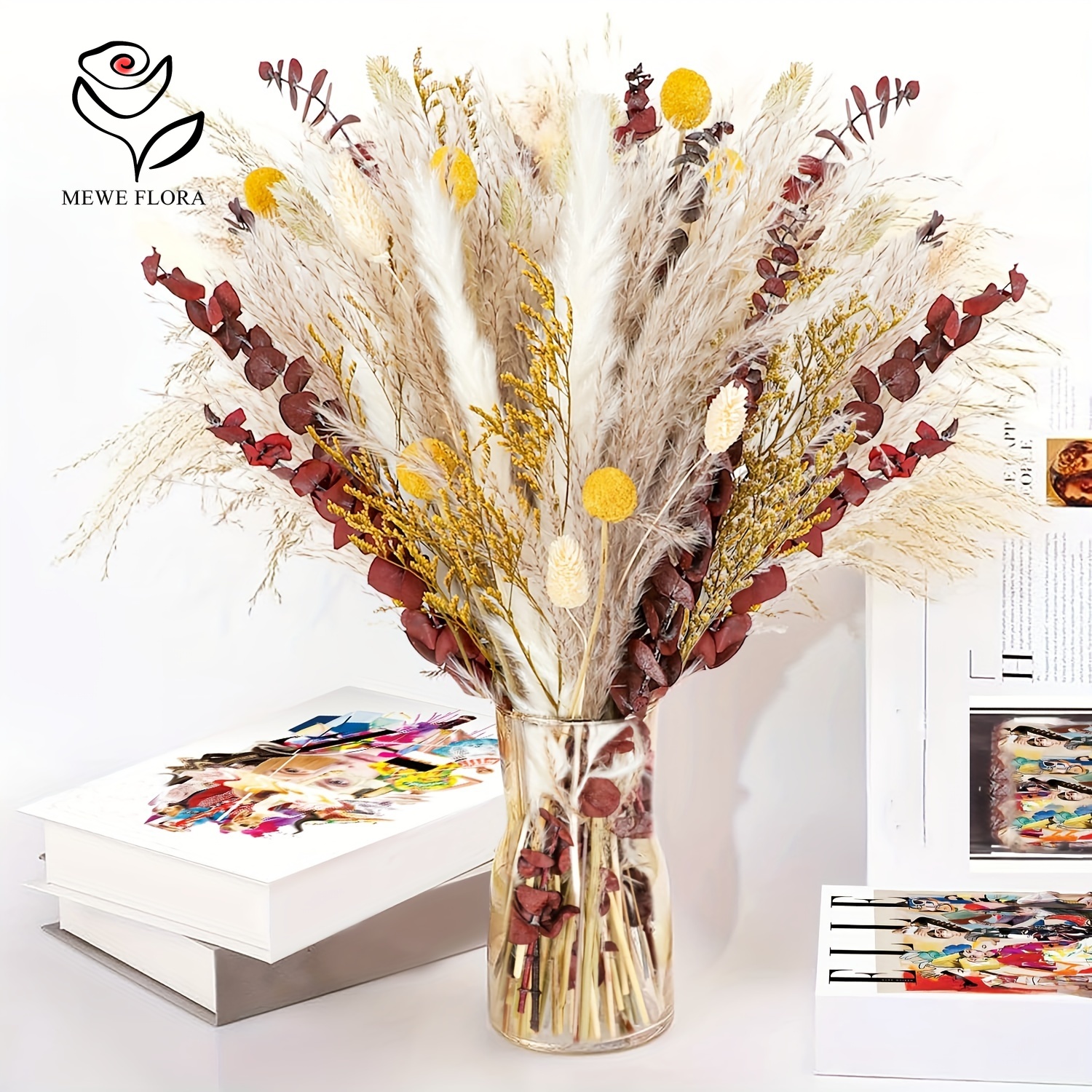 80 pz fiori secchi pampa codice di coniglio mazzo di erba floreale decorazioni per matrimoni conservare foglie di eucalipto canne decorazione vaso per la casa