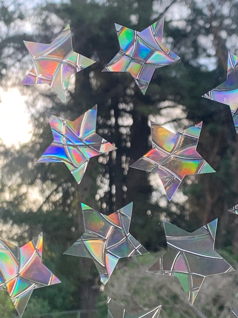Mini Star Window Prisms Set of 15 Rainbow Sticker Prism Window Window Decor Suncatcher Decal Bird Window Alert