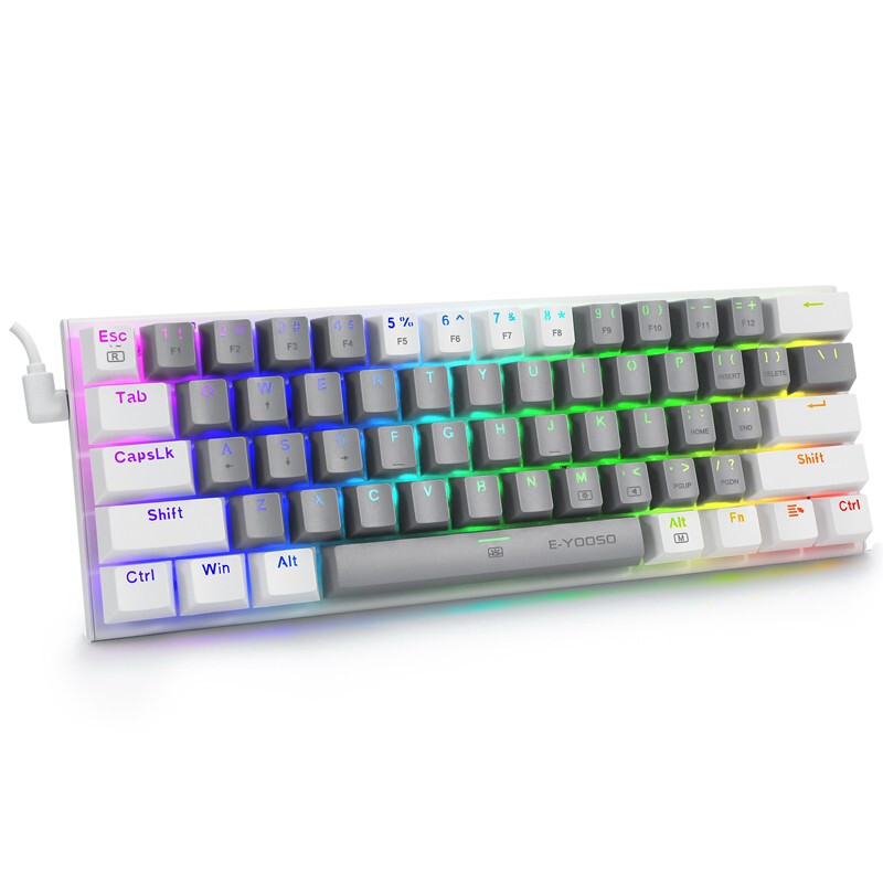 ! 61 Keys Mechanical Keyboard Game Keypad RGB Backlight Type-C USB Wired Waterproof 60% PC Gaming Keyboard for PC: Navy Blue / Brown Switch
