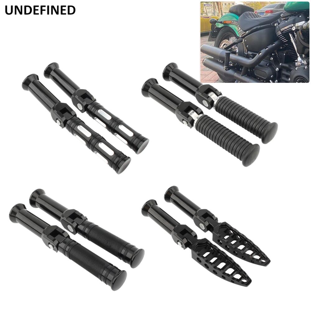 Black Passenger Footrests Support Kit CNC Aluminum Rubber Foot Pegs For Harley Low Rider Fat Bob Breakout FLDE FLHC/S