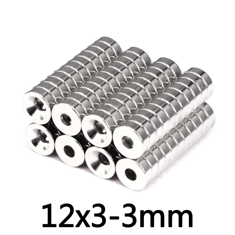10/20/30Pcs 12x3-3mm Stong Neodymium Magneten Disc 12X3 Mm Gat 3 Mm Kleine Diameter magneet Ronde Verzonken Magnetische 12*3-3 Mm