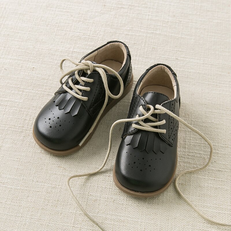 Db11316 dave bella efterår baby pige sort læder sko snørebånd mærke sko til børn