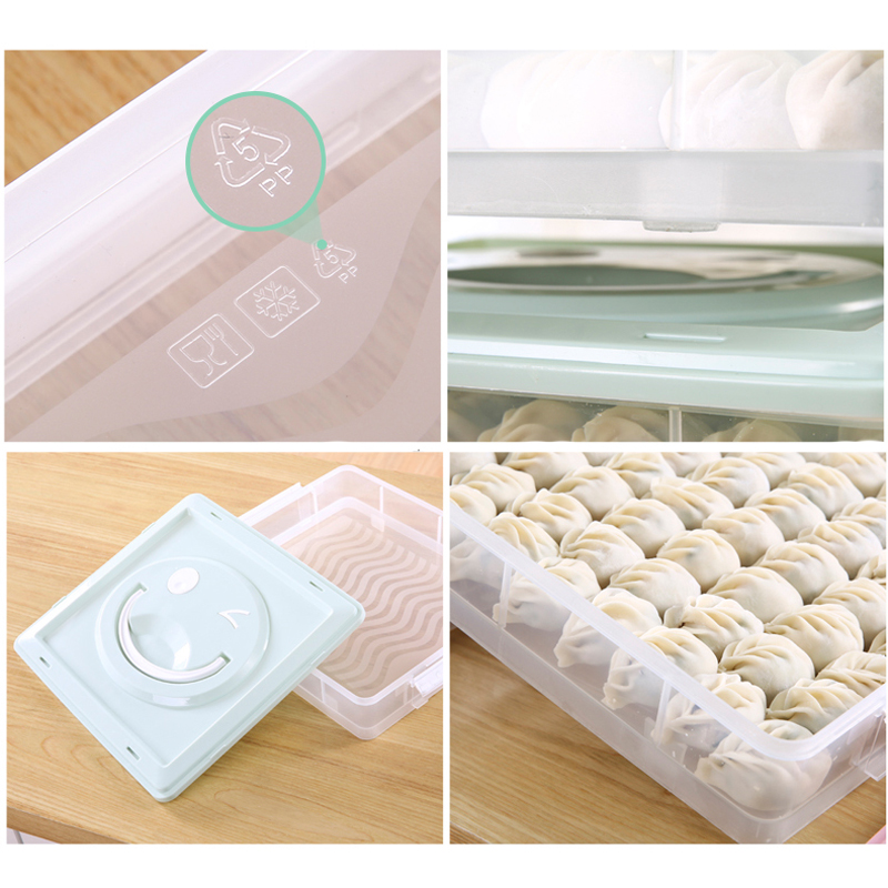 Husholdningskøleskab flerlags plastik madkasse dumplings boller frossen opbevaringsboks  mx6211459