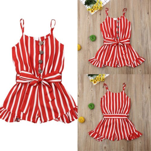 3-8 T Bambino Del Bambino Rosso Della Banda Tute e Salopette Del Capretto Del Bambino Vestiti Della Ragazza Senza Maniche Della Banda Del Pagliaccetto Della Tuta di Un Pezzo del Vestito
