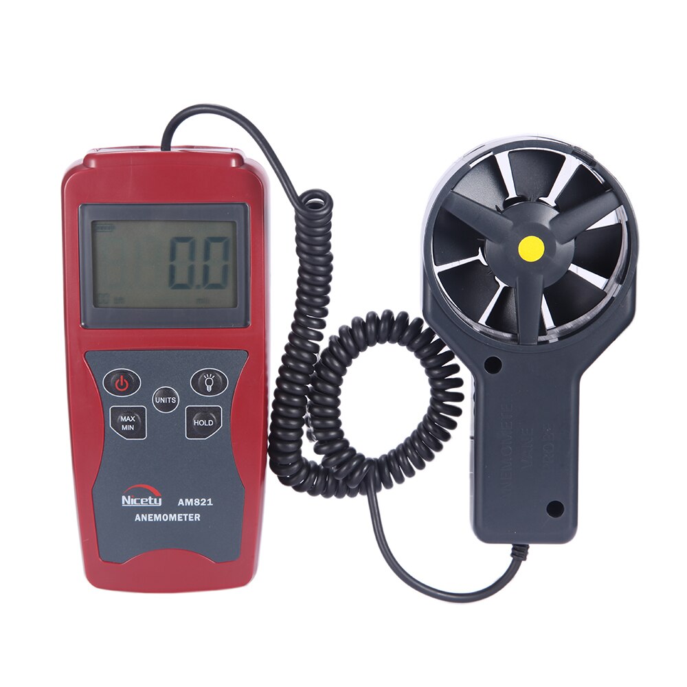 Nicety AM831 LCD Handheld Digital Anemometer Wind Speed Meter & Temperature Measuring with Vane Sensor Backlight GR: AM821