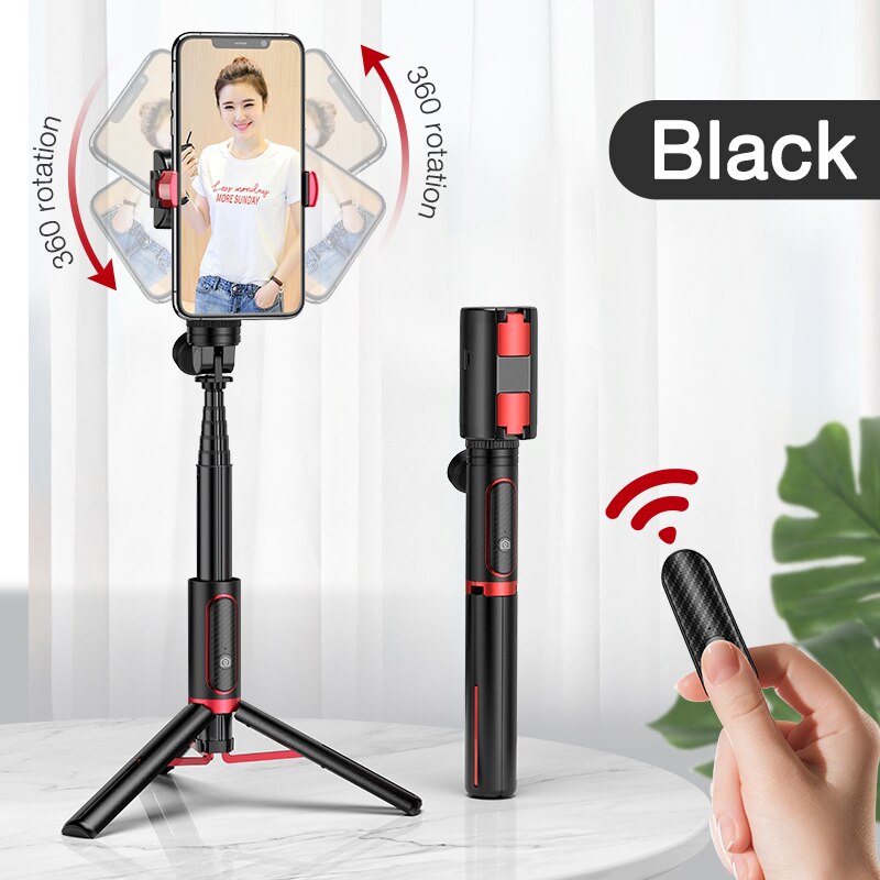 Cafele Foldable Bluetooth Wireless Selfie Stick Handheld 3 Axis Gimbal Camera Holder Stabilizer For Phone With Remote Control: black