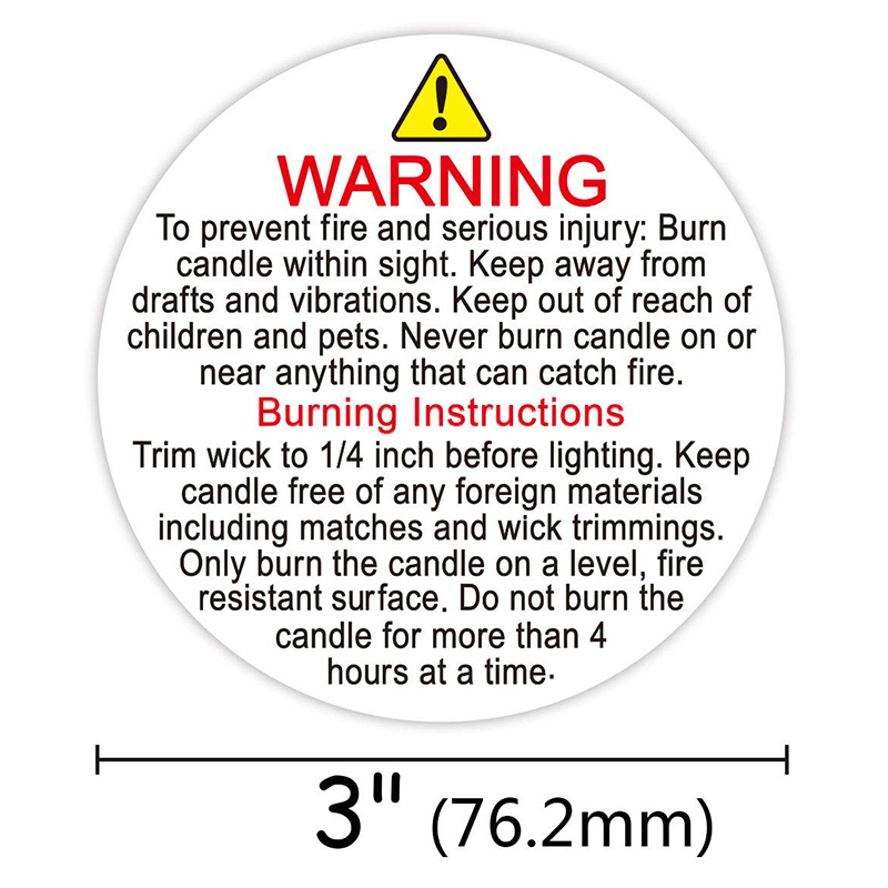 Stearinlys advarselsmærkat klistermærke rund stearinlysbeholder etiket vandtæt stearinlys sikkerhedsmærkat mærkat mærkat 252 stk advarselsmærkat