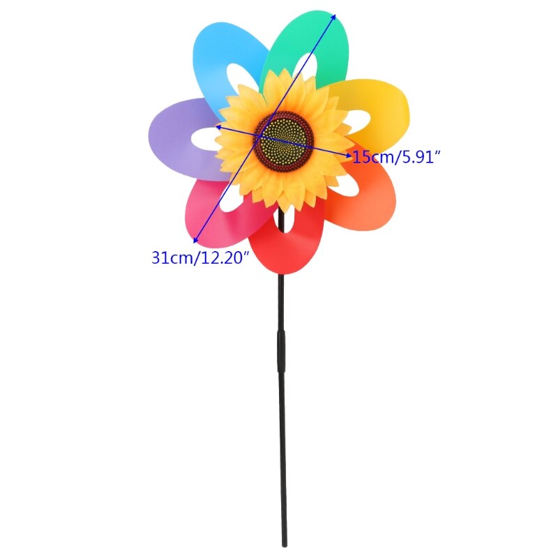 11 styles Optional Sunflower Windmill Rainbow Wind Spinner Pinwheel Home Garden Yard Decoration Children Kids Toy Outdoor: E