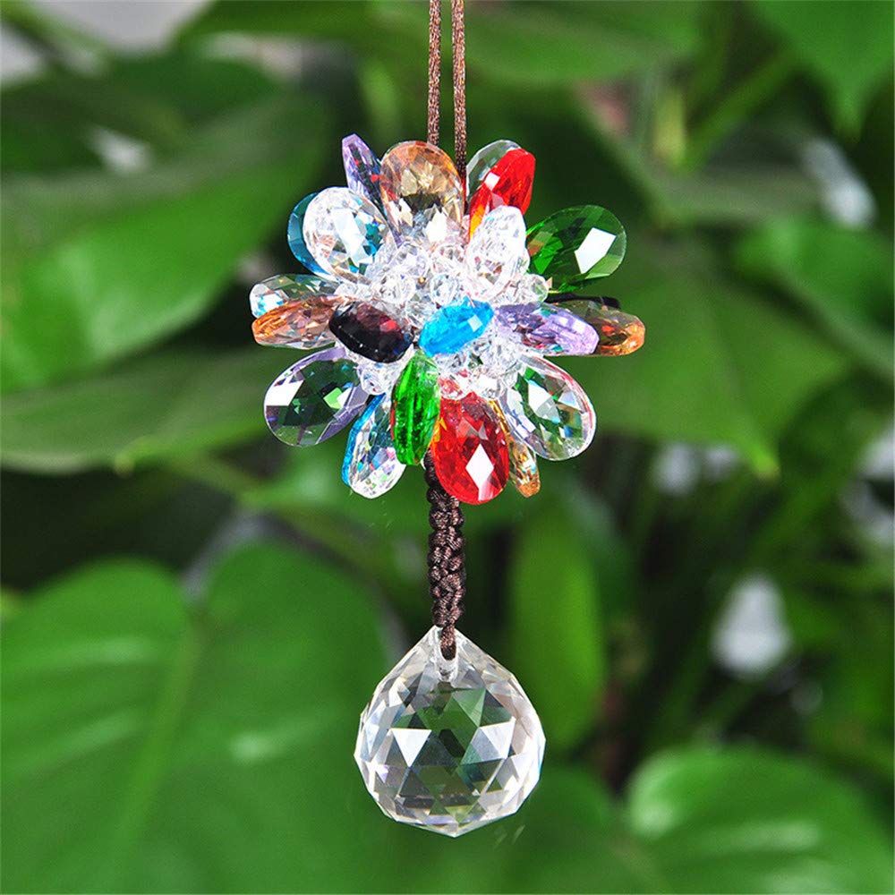 Colorful Crystal Flower Car Pendant Window Hanging Suncatcher Ornament