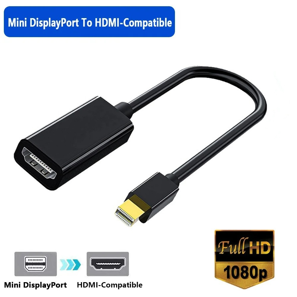 4k mini displayport til hdmi-kompatibel kabel 4k tv-projektorprojektor  dp 1.4 displayport-konverter for apple macbook air pro: Svart