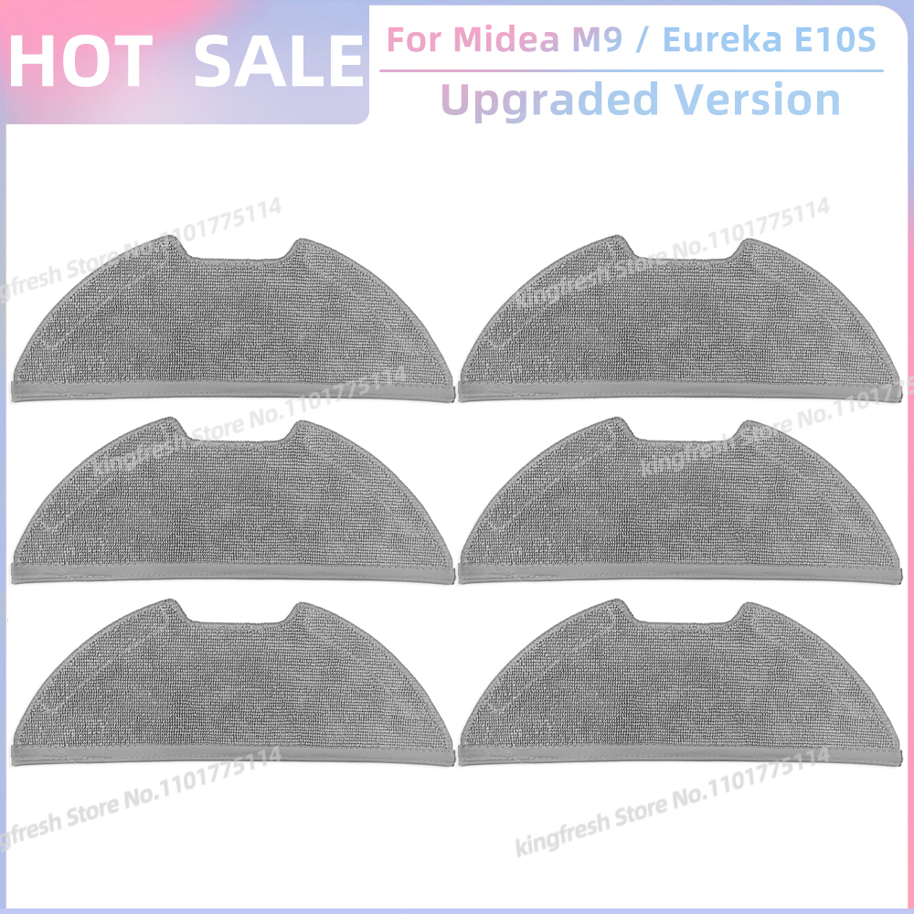 Compatible con ( Midea M9, Eureka E10S, Eureka E20 Plus, Midea VCR S10 Plus, Obode A8 ) Piezas de aspiradora Rodillo principal Cepillo lateral Filtro HEPA Paño de limpieza: Gris claro