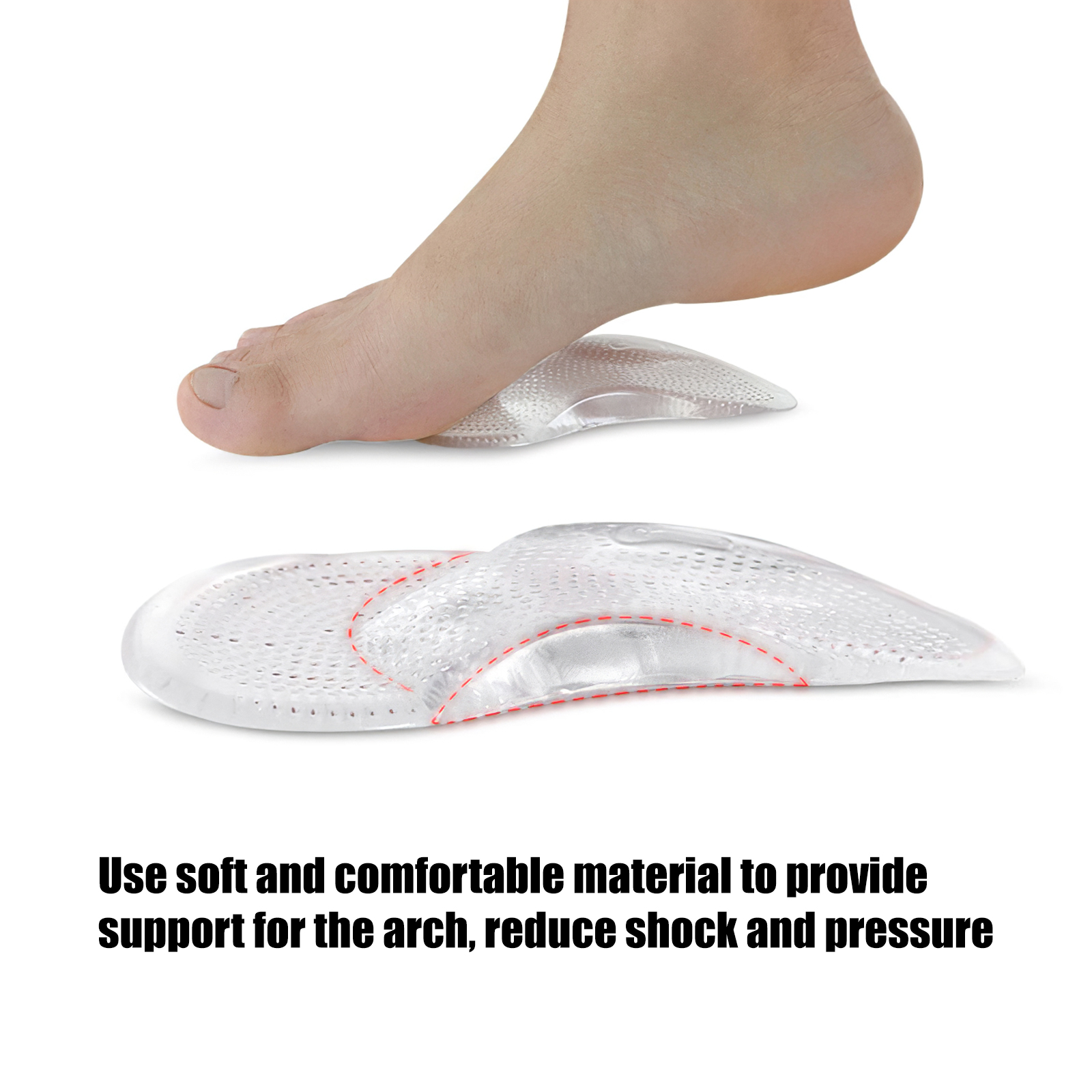 3 Pairs Arch Foot Support Soft Plantar Fasciitis Insoles Non-Deform Foot Arch Inserts Heel Support Cushions Pads for Women Men