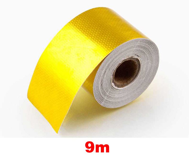 Universal Automobile Exhaust Pipe Car Insulating Tape Aluminum Auto Foil Decorate Insulation Adhesive Tape Heat Shield Tape: 9m Gold