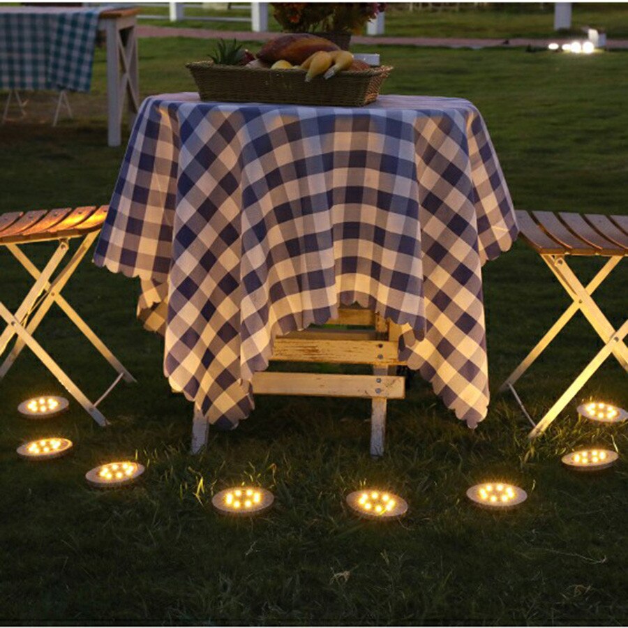 8 LED Solar Ground Lights Outdoor Solar Garden Lights Patio Lawn Pathway Yard Deck Walkway Disk Lights In-Ground Landscape Light