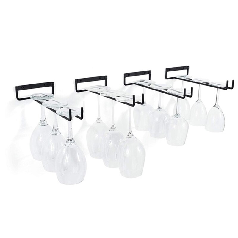 30Cm Zwart Wijn Glazen Houder Barman Glaswerk Opknoping Rack Onder Kast Glaswerk Organizer Glas Ijzer Rack Bar Hanger Plank