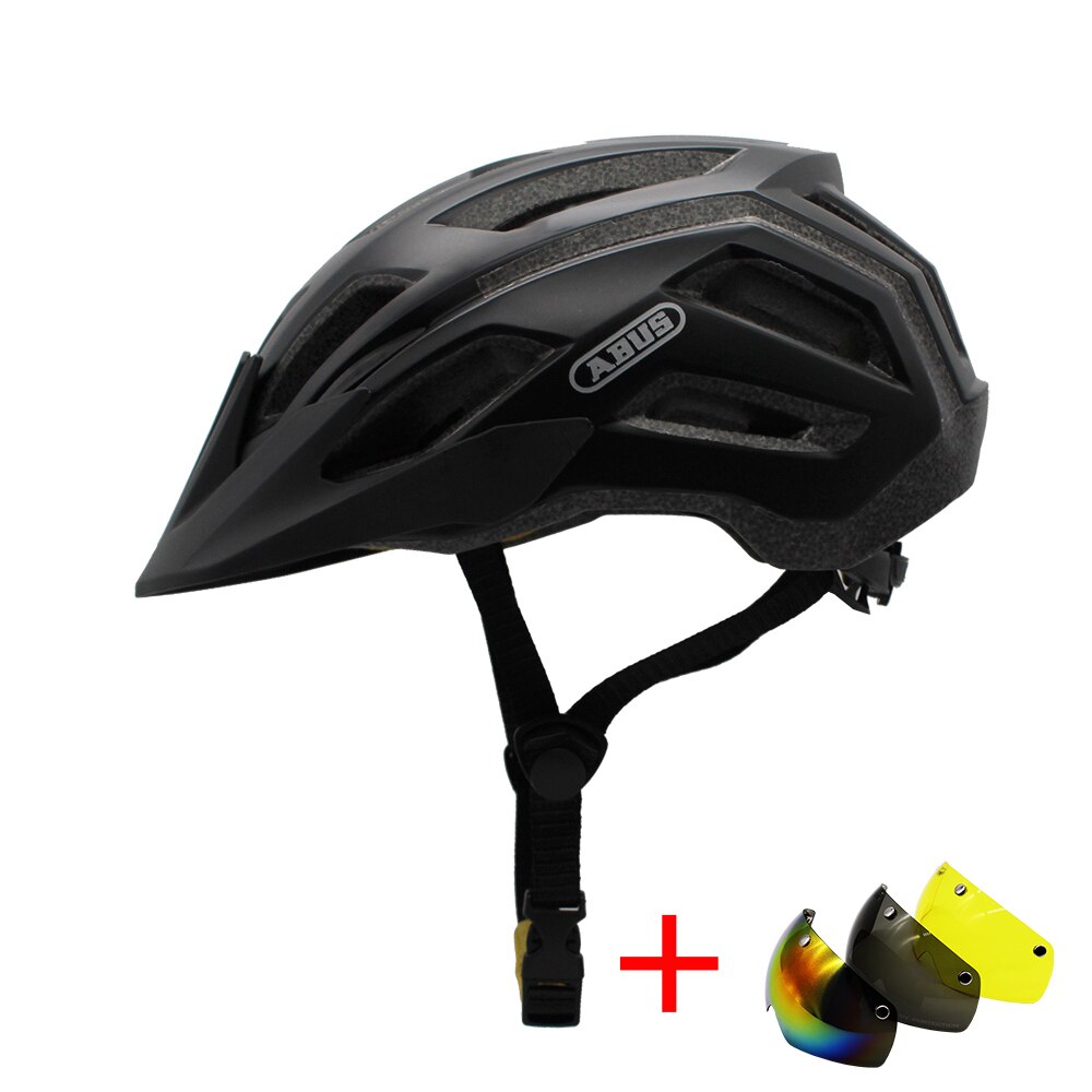 Bicycle Helmet Men EPS Integrally-molded Breathable Cycling Helmet Women Goggles Lens Aero MTB Road Bike Safety Helmet: black 3lens