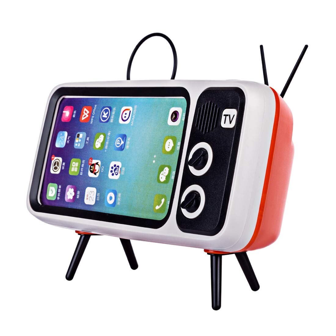 Retro TV Phone Holder Portable Mobile Phones Holder Stand Desktop Mobile Screen Stand Compatible for iPhone/Android 4.7-5.5 Inch