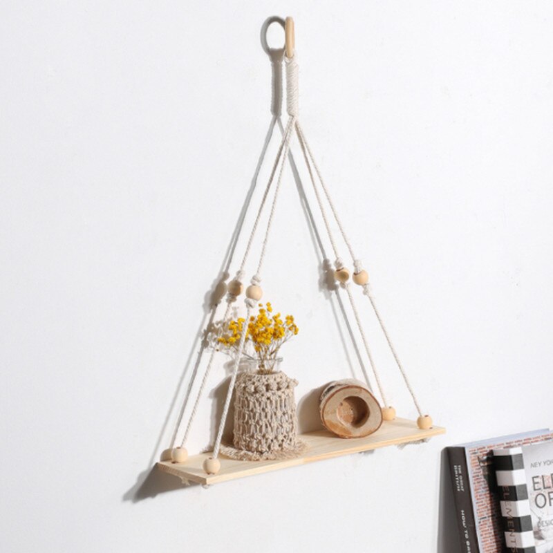 Bougeoir mural en bois en macramé, 1 pièce, décoration de maison Boho, tissage fait à la main, porte-bougie mural en bois, stockage flottant, SW: G
