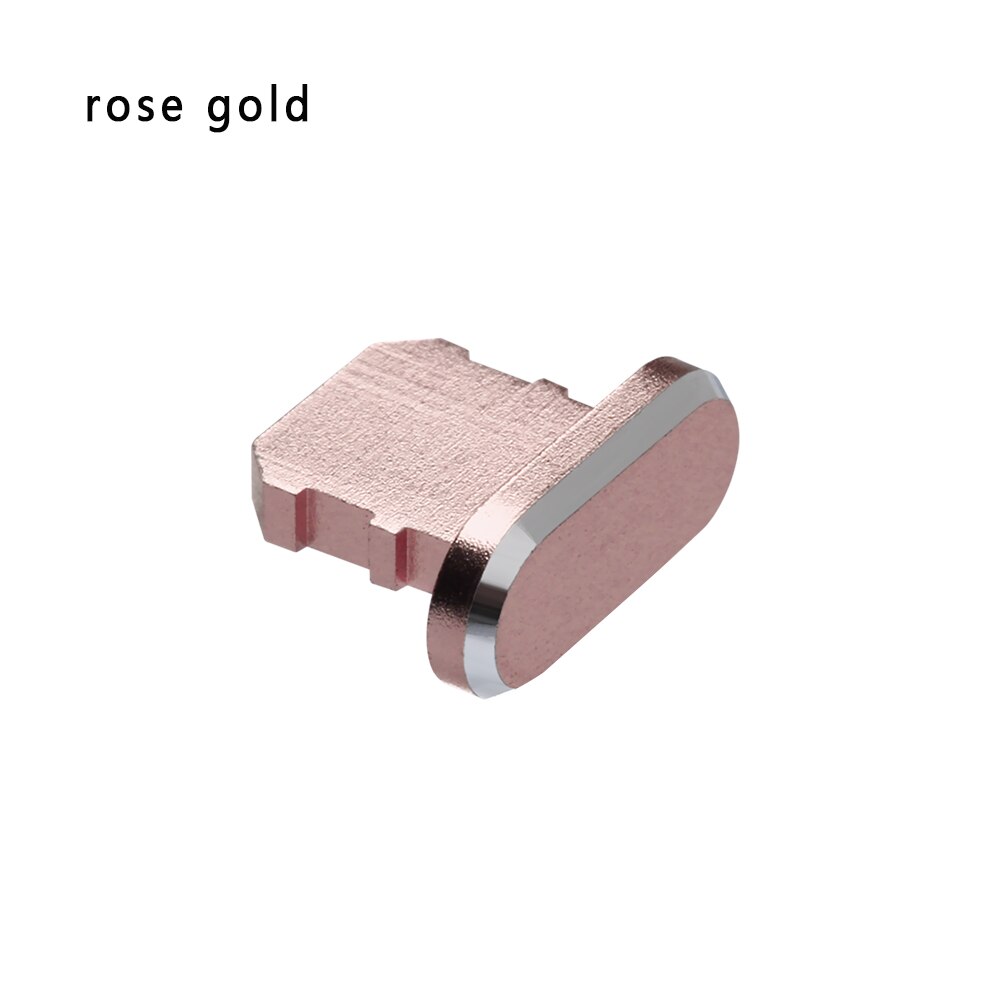 Støvtæt aluminiumslegering dæksel anti støv oplader dock stik prop dæksel til iphone x xr max 8 7 6s plus: Rose guld
