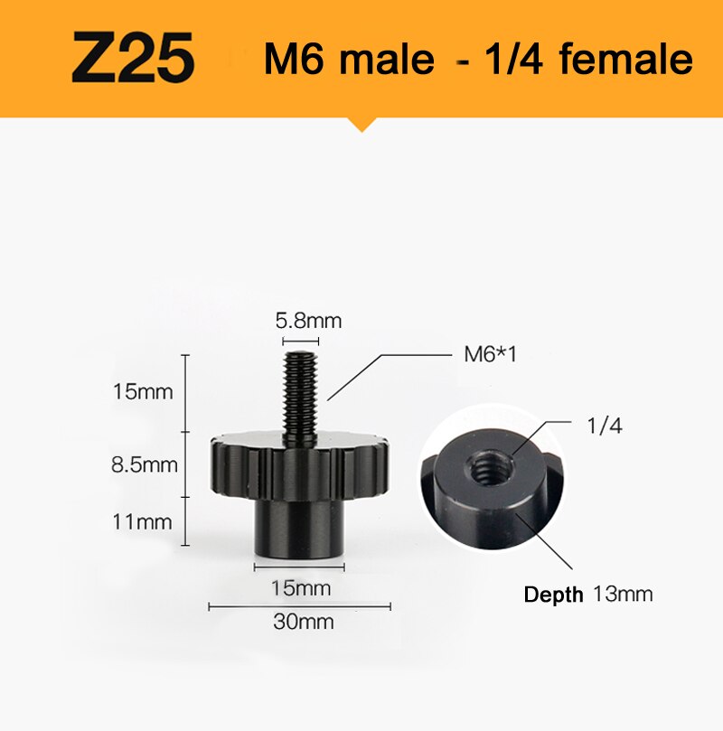 21 estilo 1/4 "3/8" m6 m8 m10 rosca adaptador de montagem do parafuso tripé eixo central monopé placa de rolamento para câmera flash tripé luz