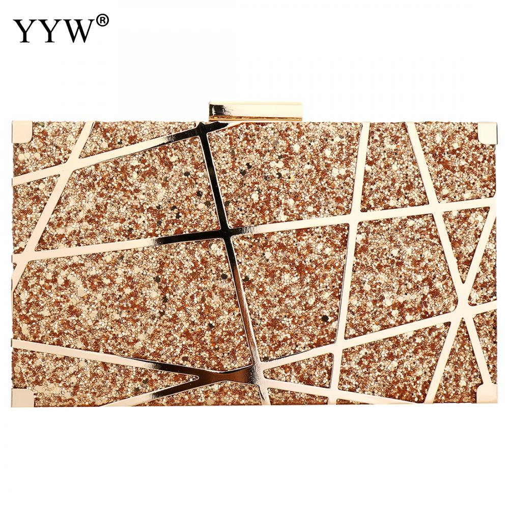 Gold Acrylic Lattice Sequin Chain Bag Women PVC Evening Clutches Bags Small Party Handbags Purse Wedding Box Female Bolsa: gold