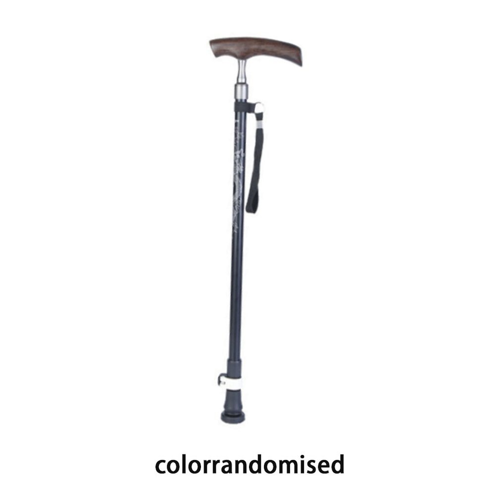 Aluminum Alloy Old Cane Solid Wood Handle Elderly Trekking Pole Cane Four Feet Non-Slip Walking Stick