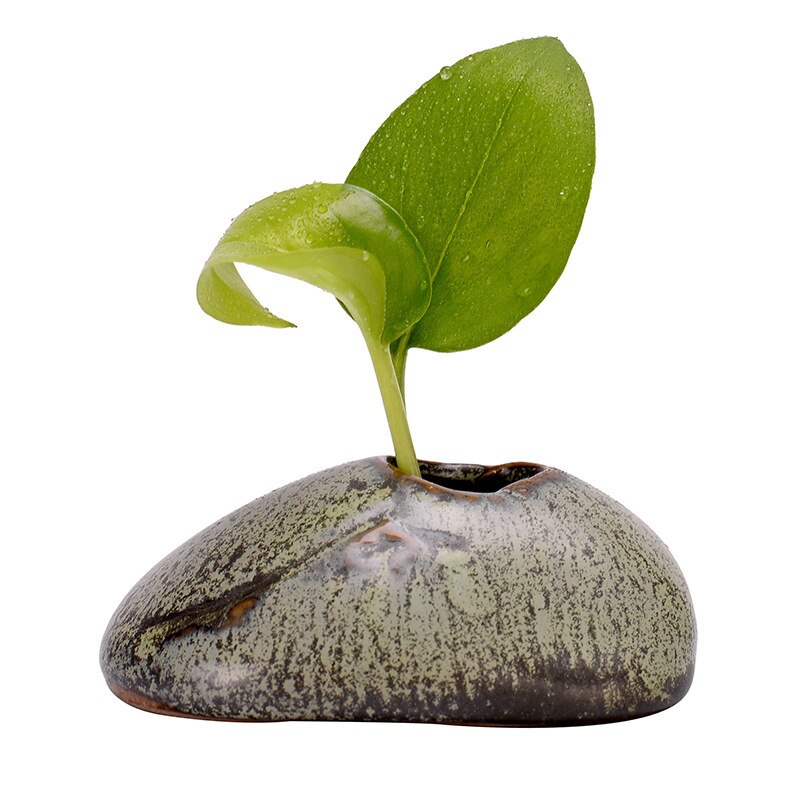 Mini keramik liten vas dekoration hem retro vattenkultur koppargrön blomma blomma