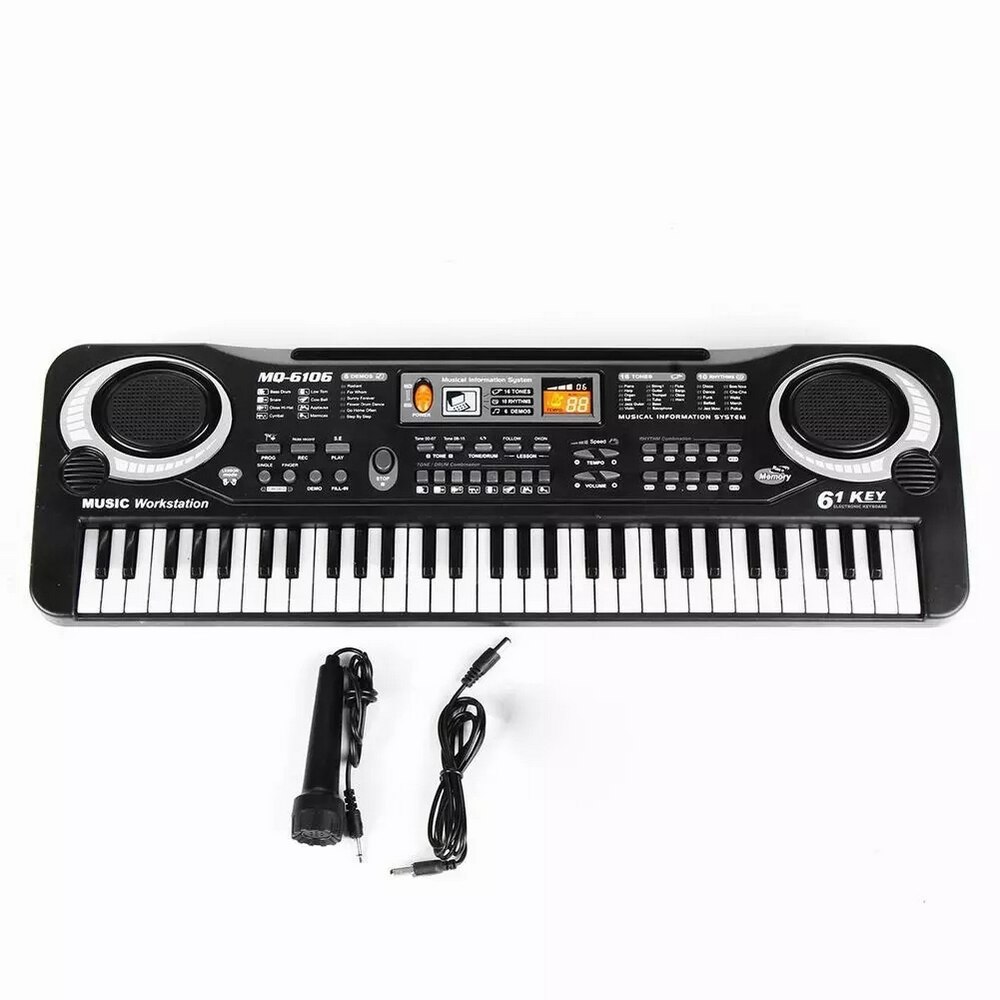 61 tangenter digital musik elektronisk keyboard elektrisk klaver orgel mikrofon sæt: Default Title