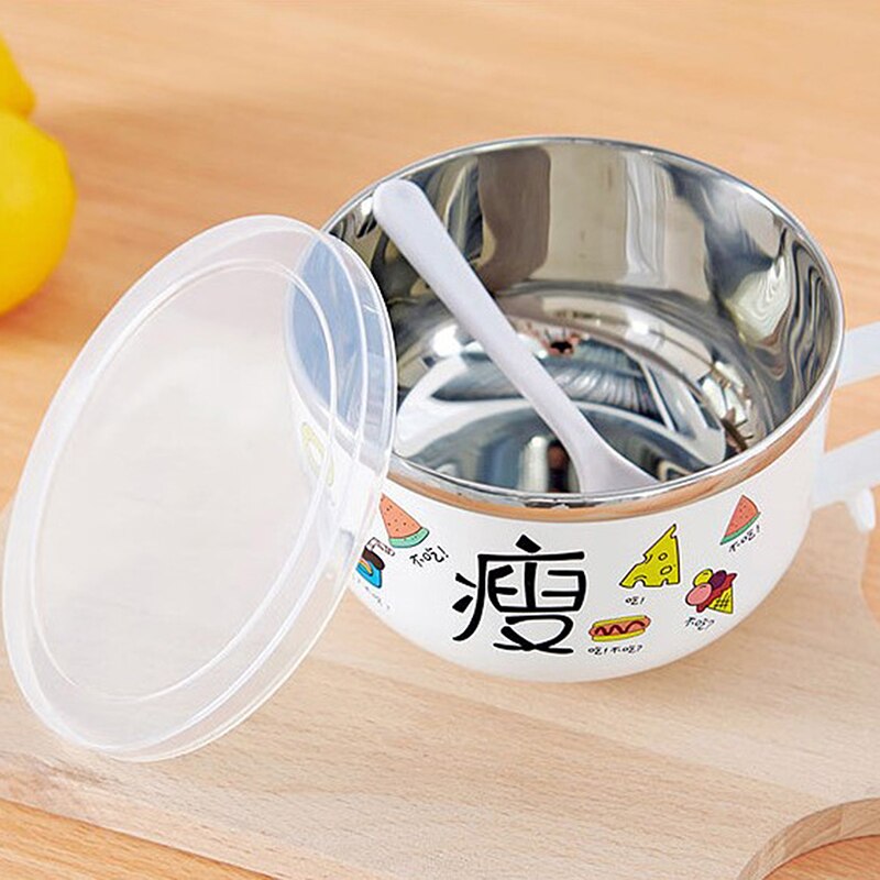 Stainless Steel Double Ramen Bowl Instant Noodle Bowl Anti-scalding Cute Rabbit