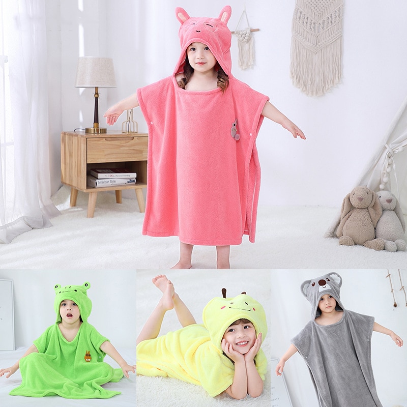 Toalla de baño con capucha de terciopelo Coral para el cuidado del bebé, mantas de animales para niños pequeños, Poncho, toallas, cosas, bonita Toalla de baño con capucha, paño de baño