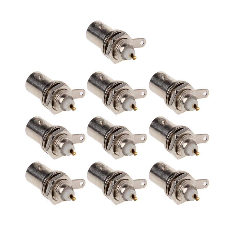 10Pcs/Set BNC Female Nut Bulkhead Solder Connector Adapter For Video Surveillance Support