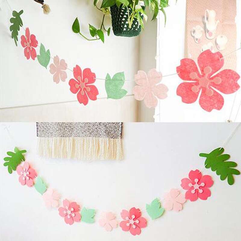 cloth flower 1st Birthday Banner Happy Birthday Party Decorations Kids Flag Baby Shower Banner Wedding Garland: Default Title