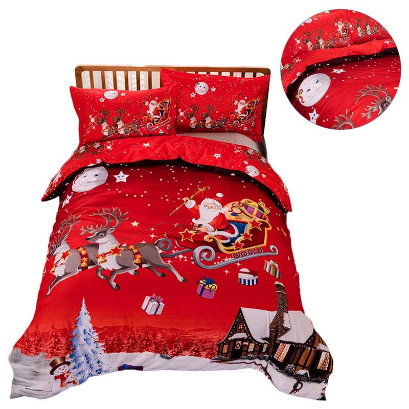 Jul påslakan 3d digitaltryck sängkläder set täcke lakan örngott queen king size sänglinne jul 3 st