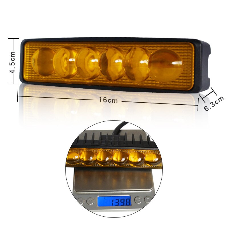 Lámpara de techo de ingeniería rectangular, luz amarilla reacondicionada con brillo, 18W, Lámpara de trabajo, 6LED, nueva