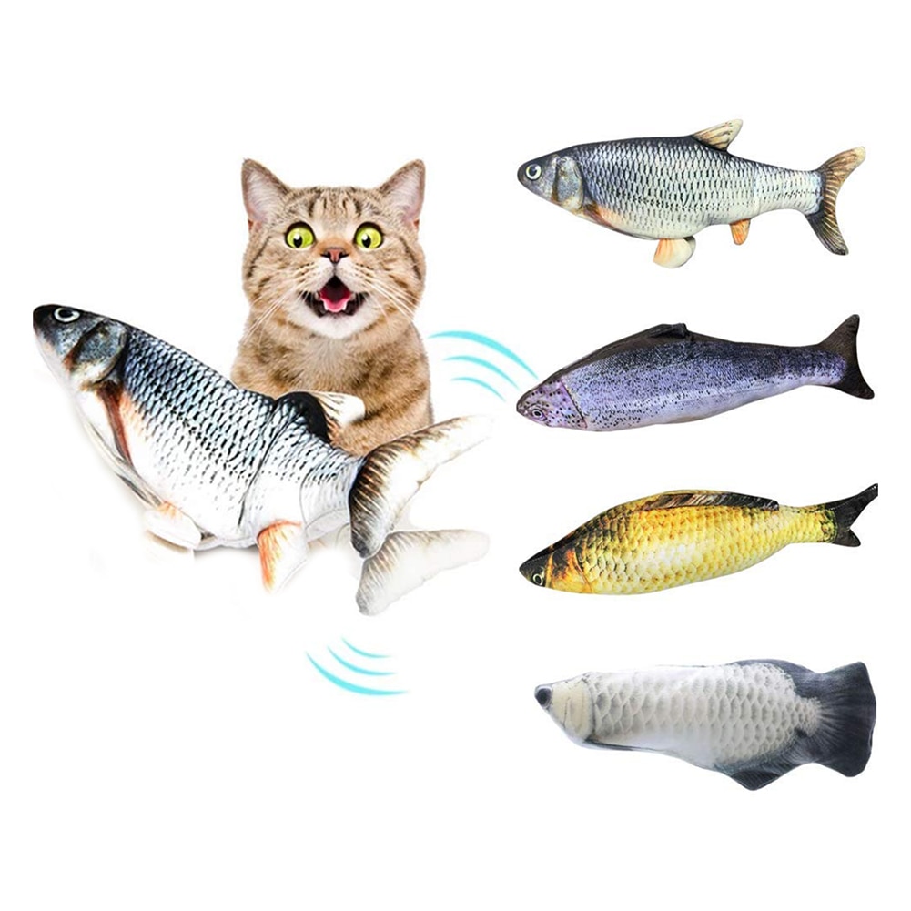 Simulatie Vis Gevulde Knuffel Usb Oplaadbare Pet Meerval Speelgoed Voor Hond Kat Kauwen Spelen Bijten Levert