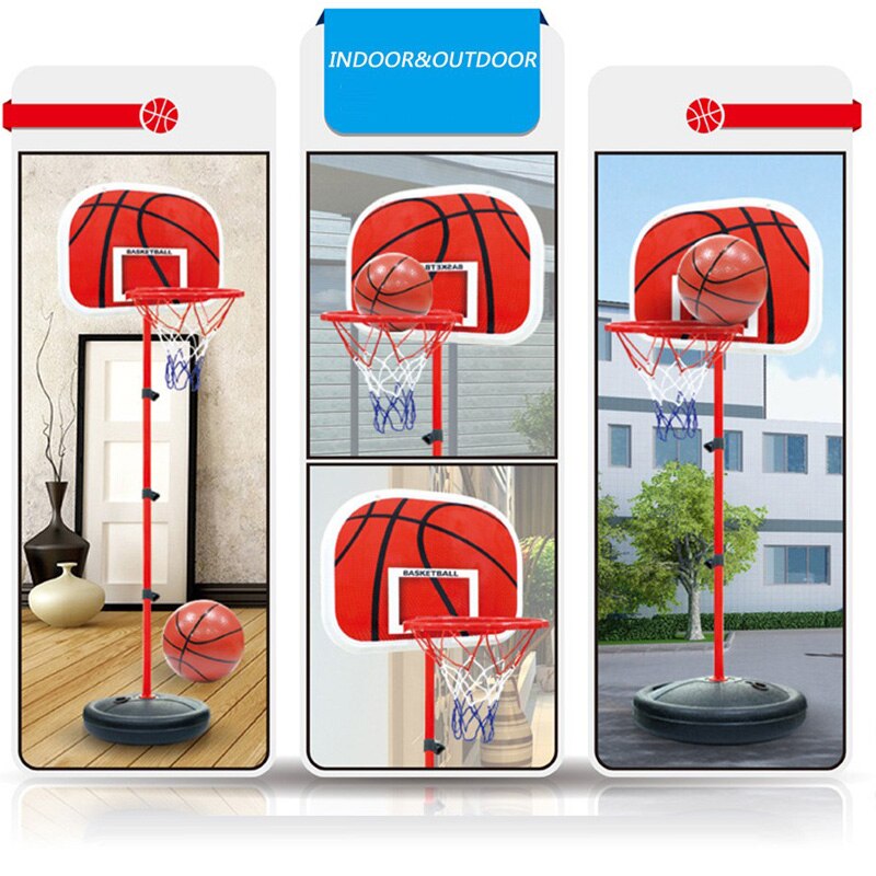 170cm basketball rack højdejusterbare børns basketball hoop legetøjssæt dreng træning træningstilbehør med 2 basketballer