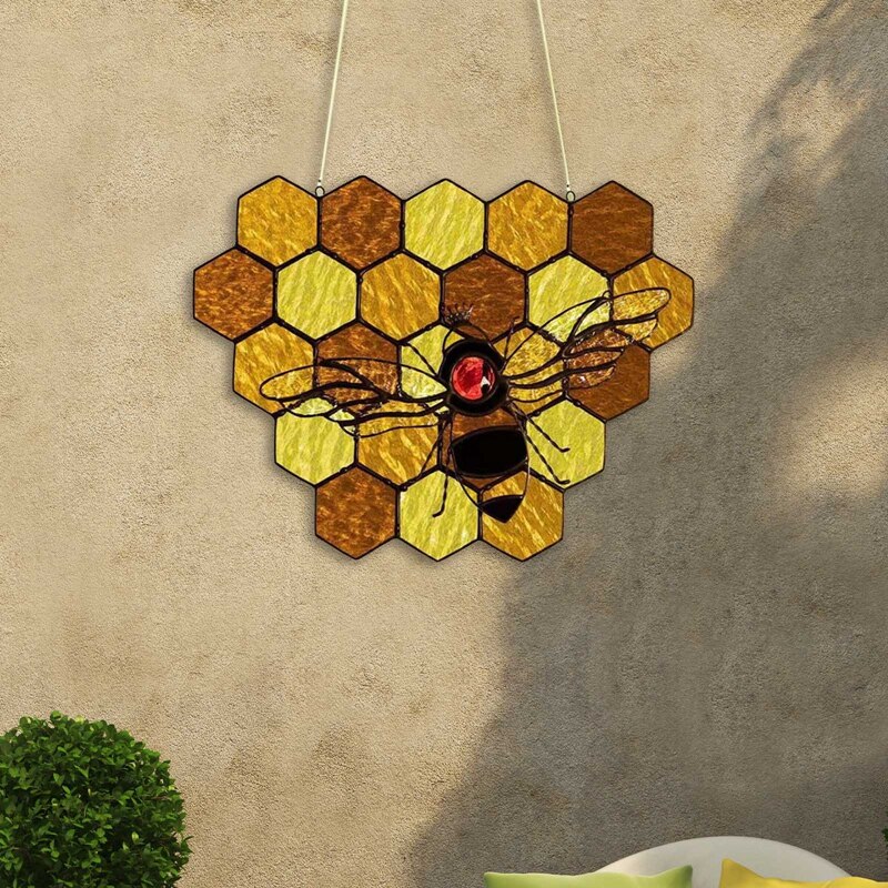 Colgante de abeja de avispas de colores, mosaico hecho a mano, panal de abeja, artesanías colgantes, decoraciones de jardín, del Día de la madre