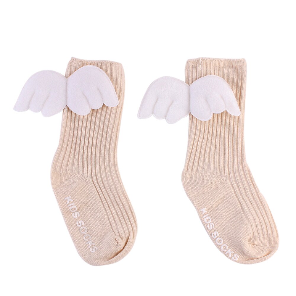 0-4Y Cotton Baby Cute Knee High Socks 3D Angel Wings Kids Toddler Candy Color Soft Sock Children Leg Warmers Girl: 03 / 2-4years