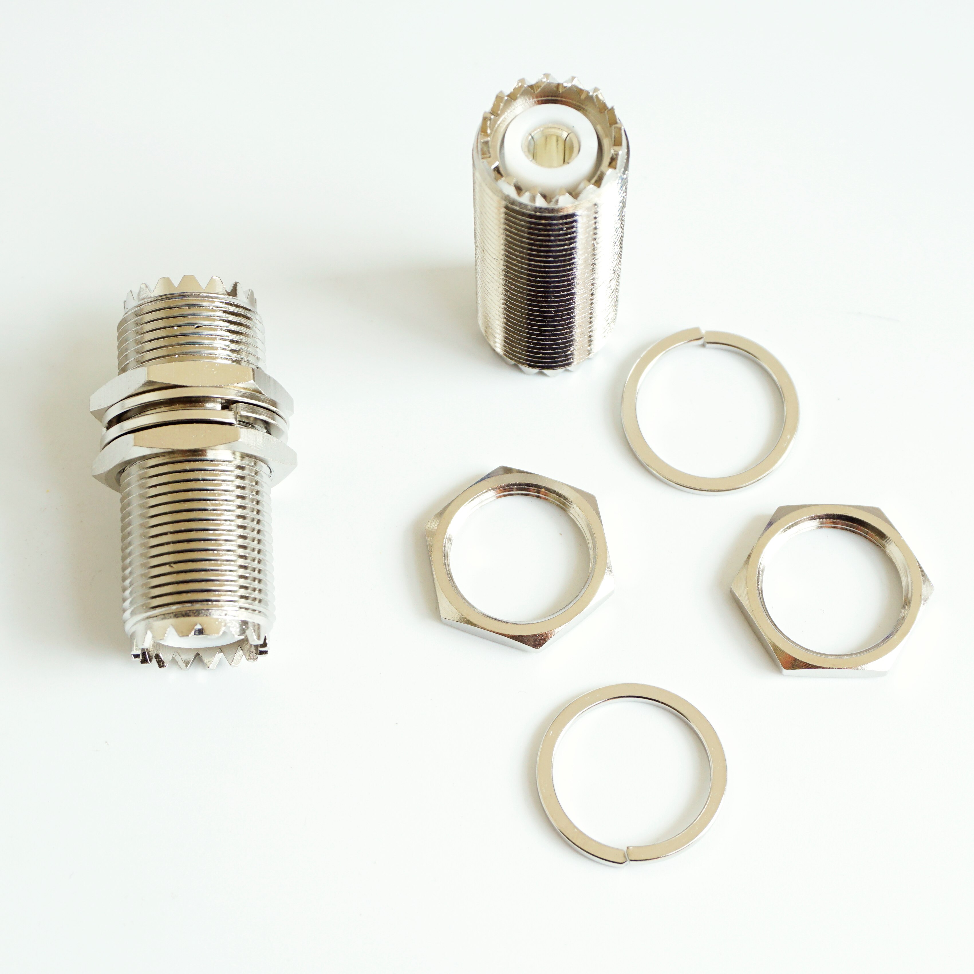 UHF PL259 SO-239 Dual Female Connector UHF Female To UHF Female with O-ring Bulkhead Panel Mount Nut Straight Coax RF Adapters