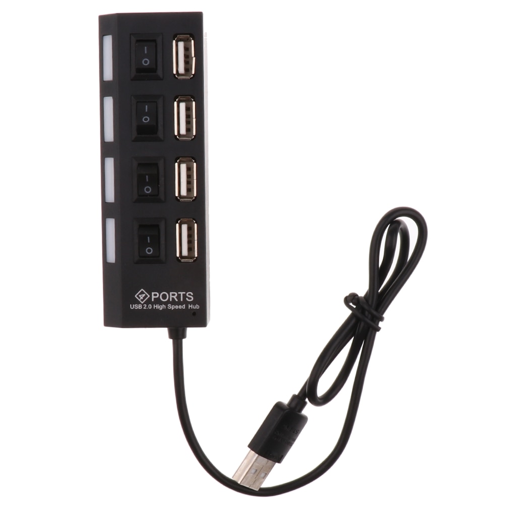 4- -poorts usb 2.0- hub voor mac pc usb-flashstations met aan/uit-schakelaars