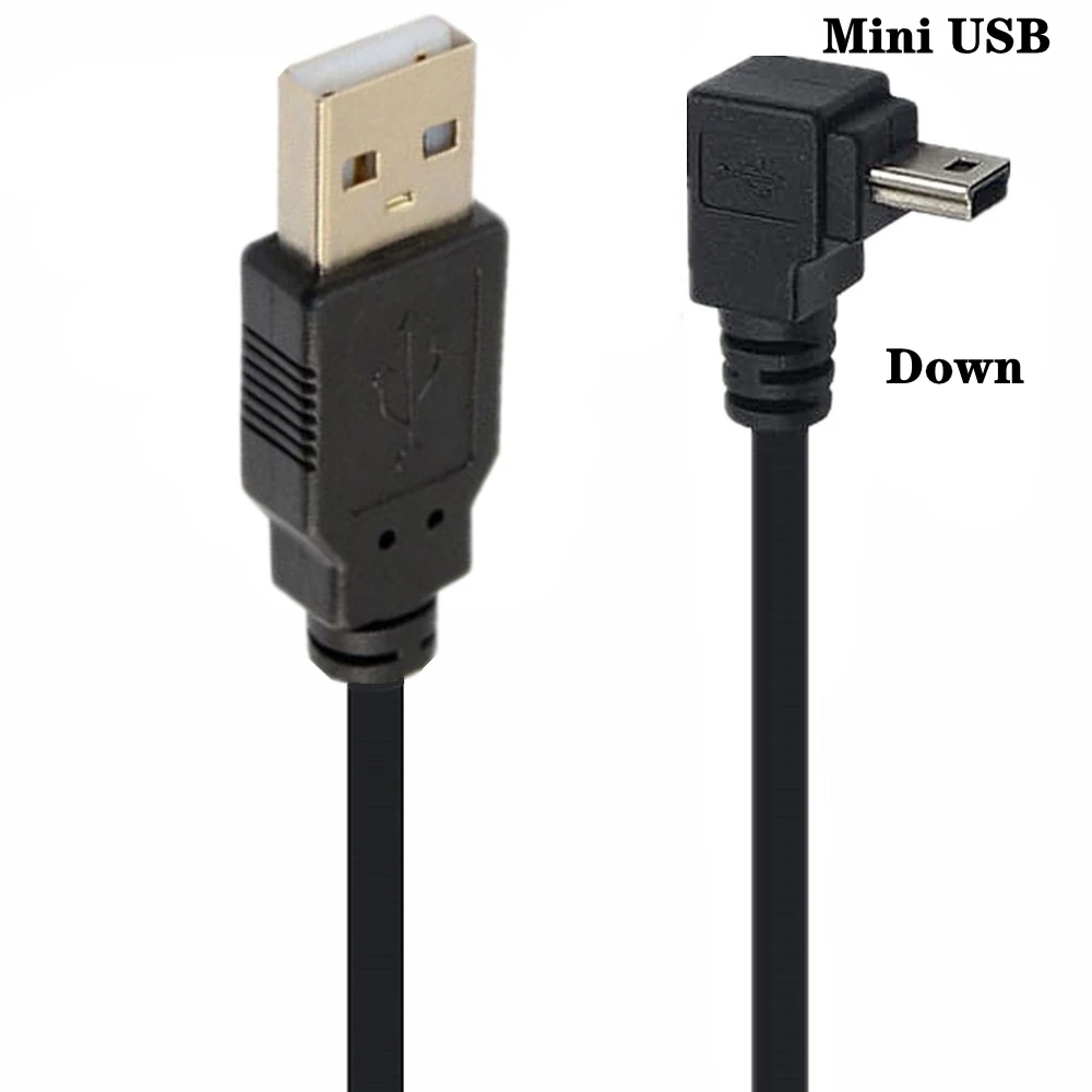 Micro USB/Mini USB 5-pins mannelijke naar USB mannelijke adapter, 90 graden dubbele bocht (omhoog/omlaag/links/rechts), korte kabel 25CM/1M/3M/5M: Paars / 1,5 meter