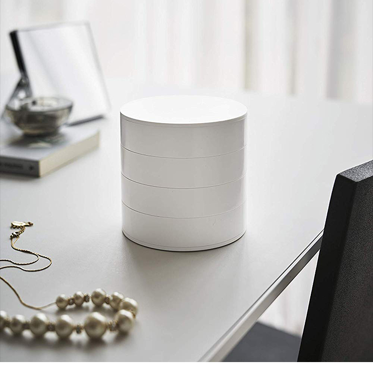 4 lag 360 graders roterende smykkeskrin i træ smykker reb tilbehør organisator halskæder armbånd ringe øreringe holder