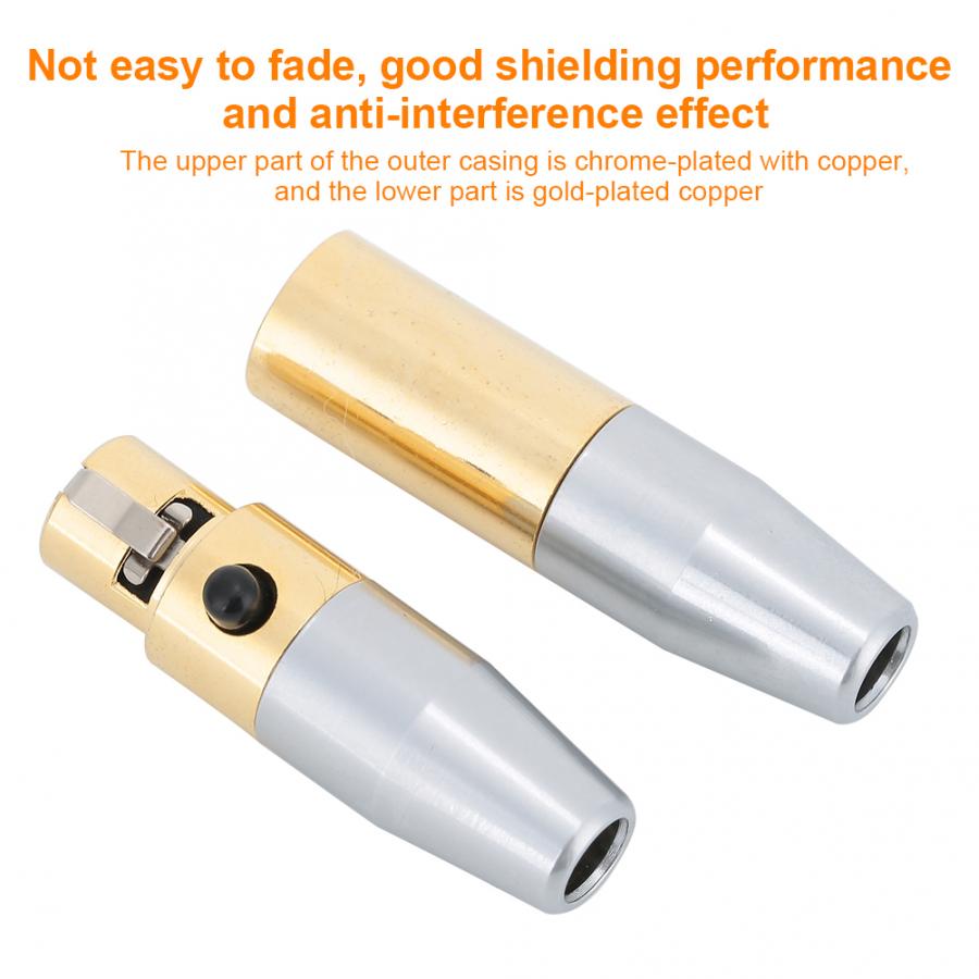 1 Pair Copper Plated Gold-Plated 3-Core MINI XLR Welding Connector DIY Soldering Head for Audio Cables