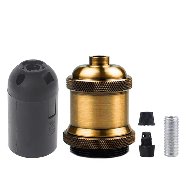 Douille de lampe Vintage, support de lampe à vis Edison, bases d'ampoule E27, Base de lumière à monter soi-même avec anneau: Black
