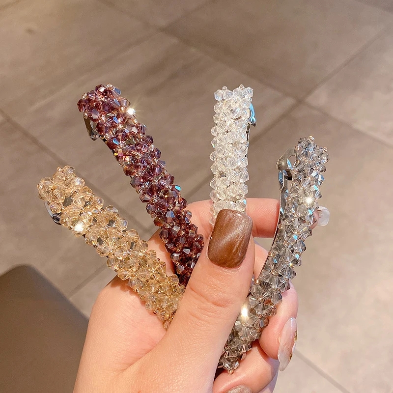 Moda cristal primavera grampos de cabelo pinos contas artesanais presilhas de cabelo para mulheres menina moda simples acessórios para o cabelo headwear