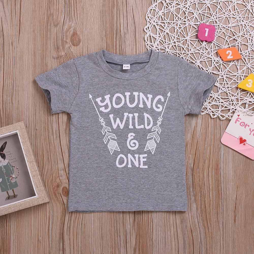 Kinder Baby Jungen T-shirts Grau Graphic Tees Lettered Junges Wilden & Eins Zwei Drei Hemd 1st 2nd 3rd Geburtstag Hemd