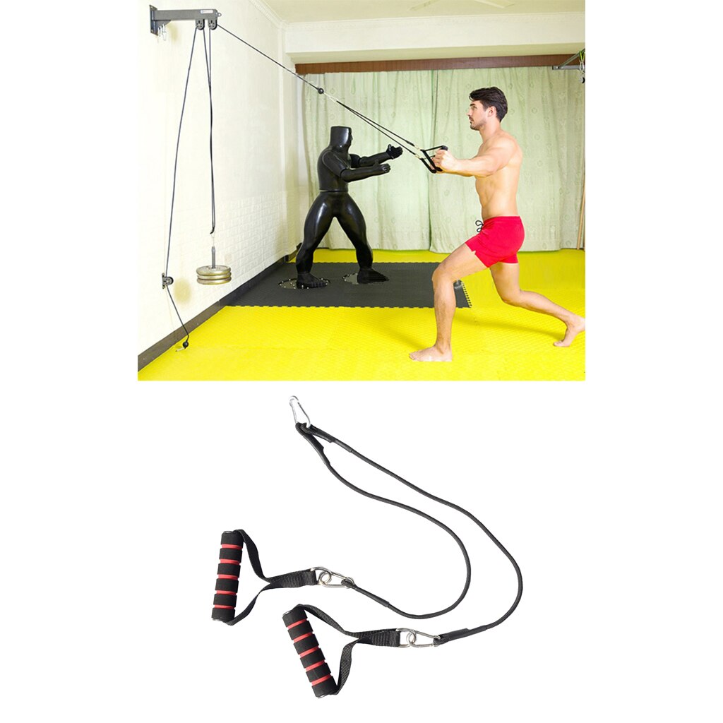 Solid remskive kabel maskine system tilbehør home gym gør-det-selv fitness kit - trækhåndtag bryst træningsstrop reb kroge