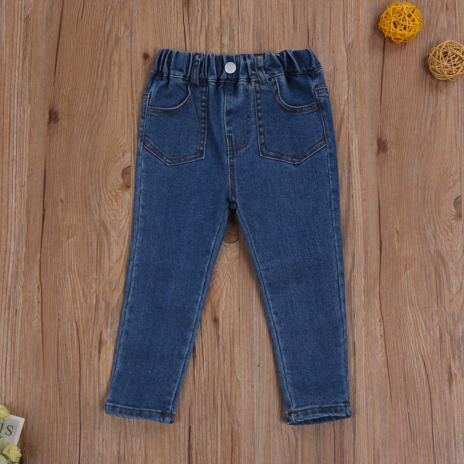 Baby Girls/Boys Elastic Pencil Denim Jeans, Simple and Loose Stretch Long Pants for All Year Round Wear 1-6T