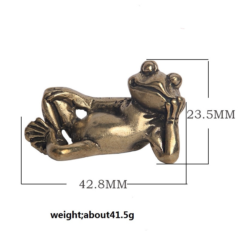 Retro Brass Meditate Zen Buddhism Frog Statue Small Ornament Copper Animal Sculpture Incense Burner Home Desk Decoration Tea Pet
