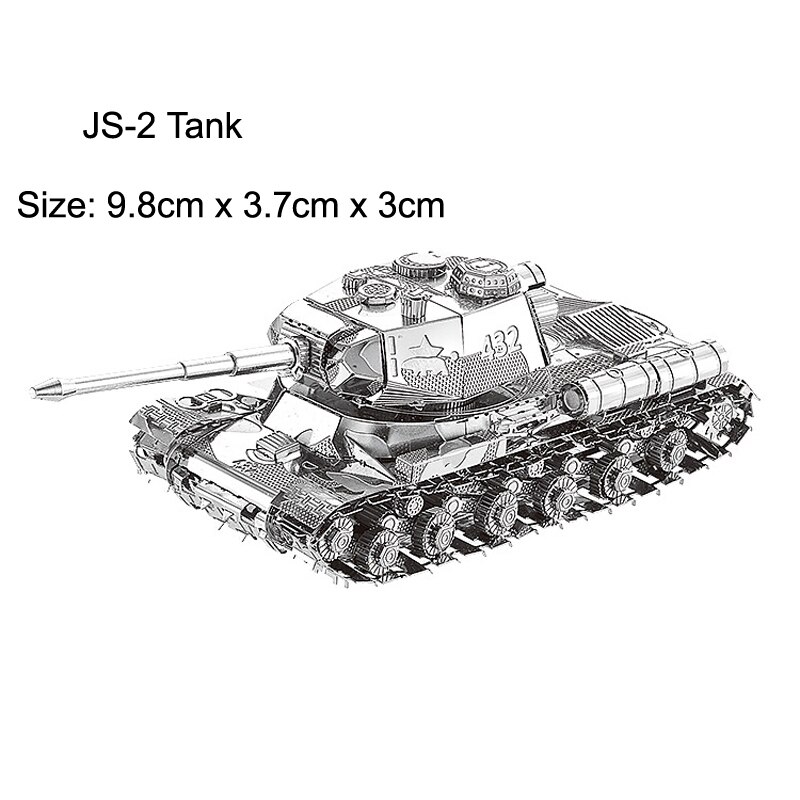 Tank 3D Metal Puzzle T34 tiger Sherman Js-2 M1 Abrams 97 chi-ha tank model KITS Assemble Jigsaw Puzzle Toys For Children: 37-JS-2 Tank